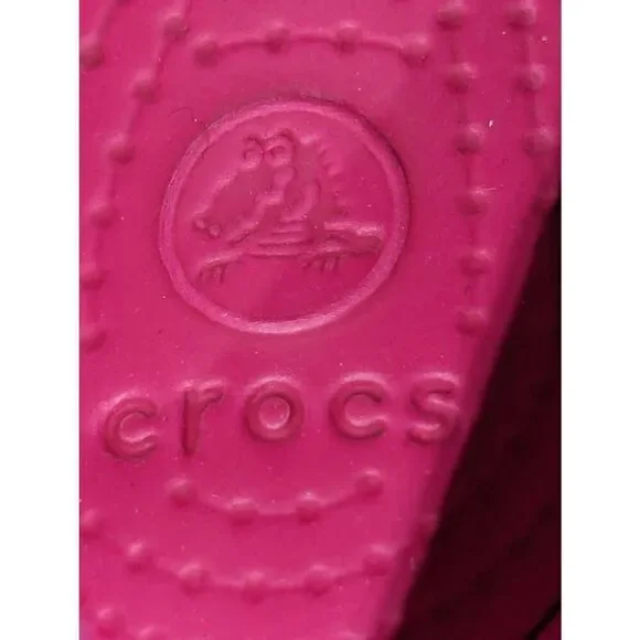 Crocs Women's Heather Gray Fabric Hot Pink Trim Slip-On Ballet Flat Shoes Size 8 - Picture 5 of 9